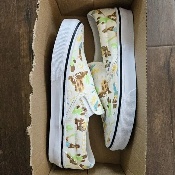 vans classic slip on get outdoors marshmallow men size 10.5