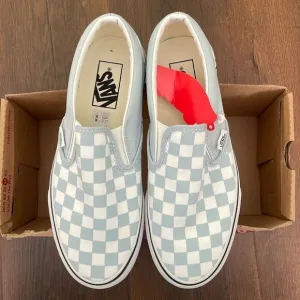 vans classic slip on checkboard baby blue size 7.5