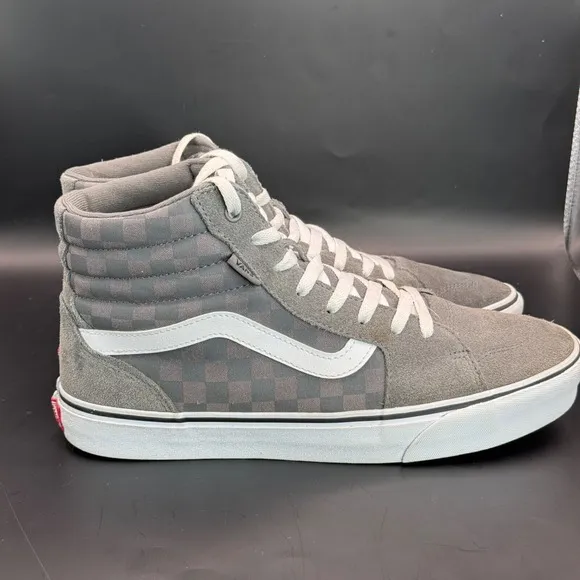 Vans Filmore Hi High Top Tonal Checkerboard Sneaker Shoes Men's Size 10 Grey