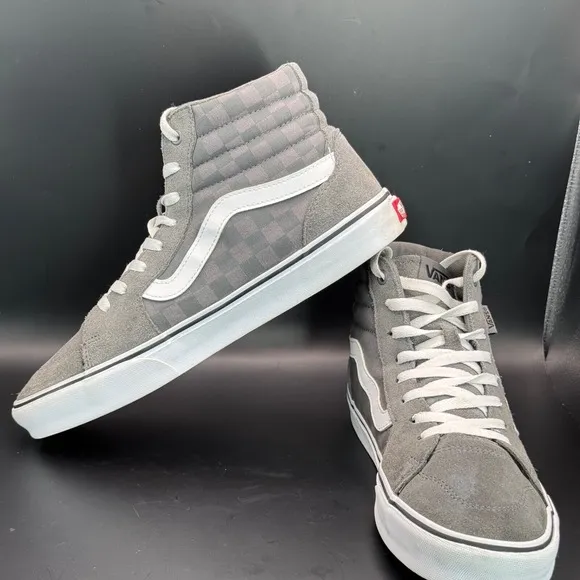 Vans Filmore Hi High Top Tonal Checkerboard Sneaker Shoes Men's Size 10 Grey