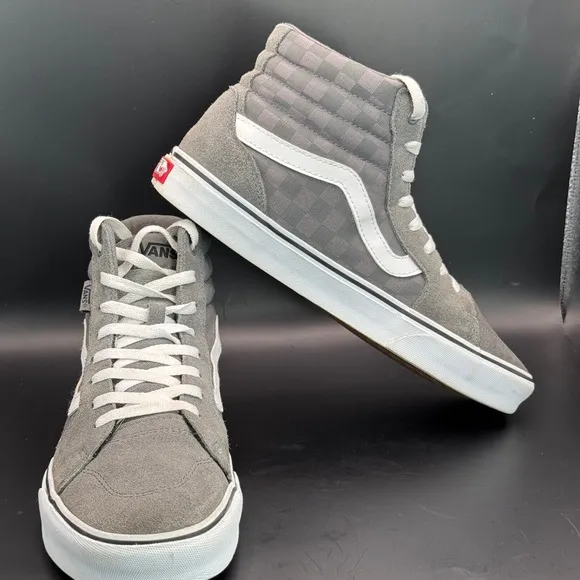Vans Filmore Hi High Top Tonal Checkerboard Sneaker Shoes Men's Size 10 Grey