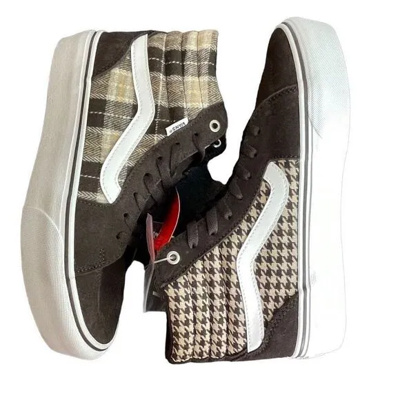 Vans Filmore Hi Platform Brown Plaid Sneakers Shoes Size 10 New