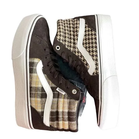 Vans Filmore Hi Platform Brown Plaid Sneakers Shoes Size 10 New