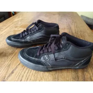 Vans Half Cab Black Leather Skate Shoes Men's Size 9.5 Vintage Skateboard