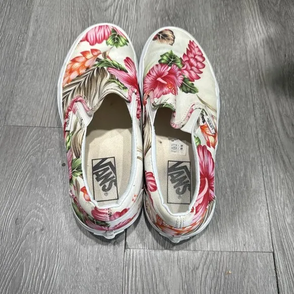 Vans Hawaiian Hibiscus Slip On Women’s 8 Shoes  GORGEOUS ~RARE~