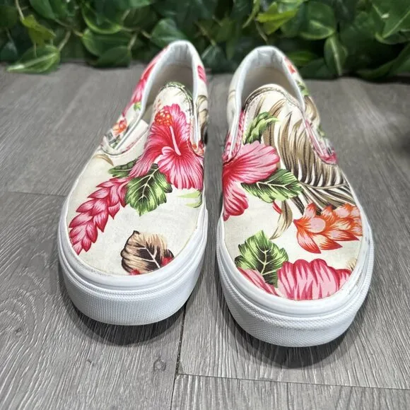 Vans Hawaiian Hibiscus Slip On Women’s 8 Shoes  GORGEOUS ~RARE~