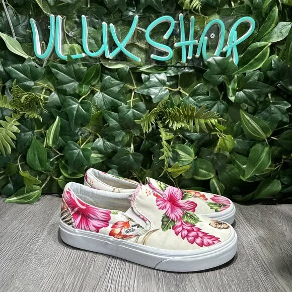Vans Hawaiian Hibiscus Slip On Women’s 8 Shoes  GORGEOUS ~RARE~