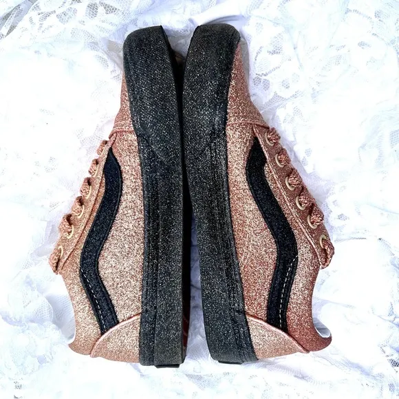Vans Kids Off The Wall Gold Glitter Sneakers Size 1 508357 New