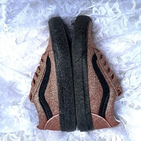 Vans Kids Off The Wall Gold Glitter Sneakers Size 1 508357 New