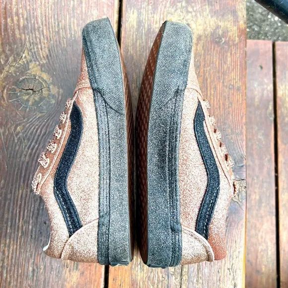 Vans Kids Off The Wall Gold Glitter Sneakers Size 1 508357 New