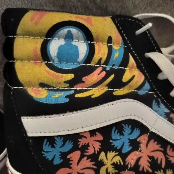 Vans Mens High-Top Black Floral Sneakers Funky Buddha