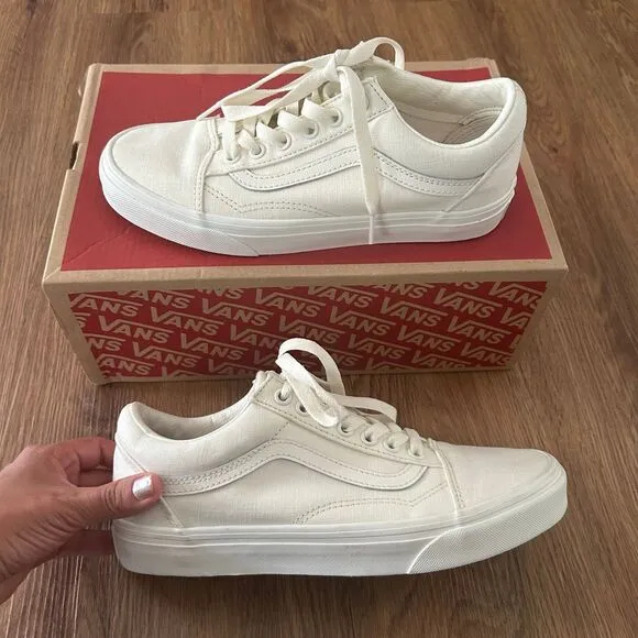 VANS old skool beige canvas lace up shoes sneakers men’s 7 new