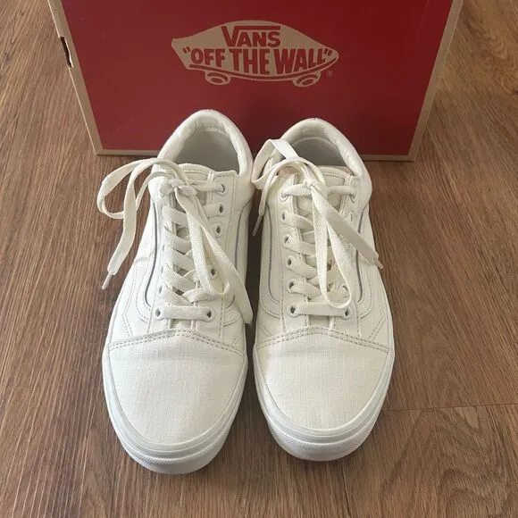 VANS old skool beige canvas lace up shoes sneakers men’s 7 new