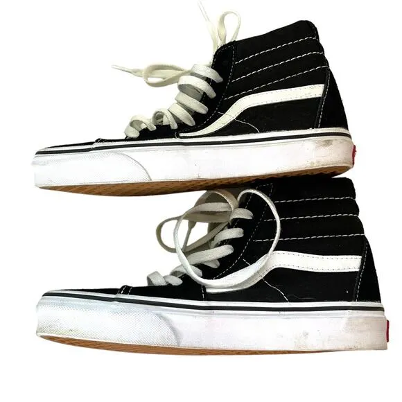 Vans Old Skool Canvas Hi Top sk8-hi shoes Black White Men 4.5 women 6