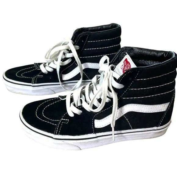 Vans Old Skool Canvas Hi Top sk8-hi shoes Black White Men 4.5 women 6