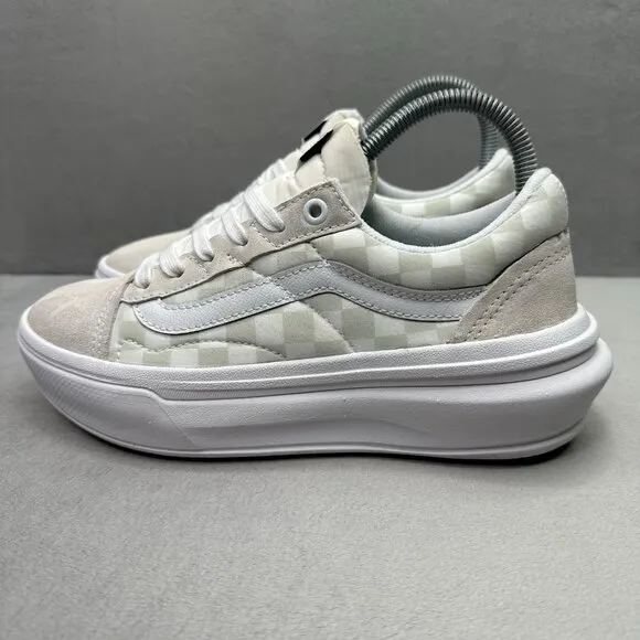 VANS Old Skool Overt CC Womens Size 7 Shoes Platform White Suede Check Sneakers