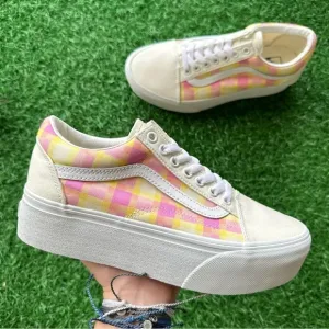 💫Vans Old Skool Stacked Pastel Picnic Pink Plaid