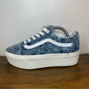 Vans | Old Skool Stacked Platform Shoes - Woven Denim Blue ; Womens 6