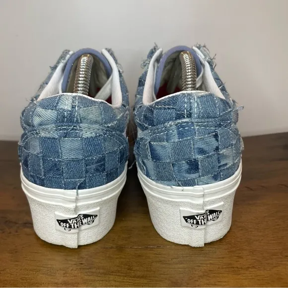 Vans | Old Skool Stacked Platform Shoes - Woven Denim Blue ; Womens 6