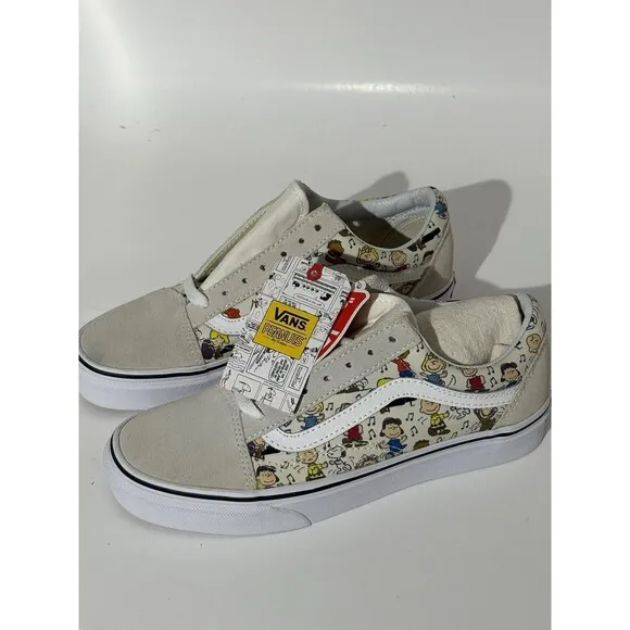 Vans Peanuts Snoopy Old Skool White Cream Suede Men’s 5 Women’s 6.5 Canvas