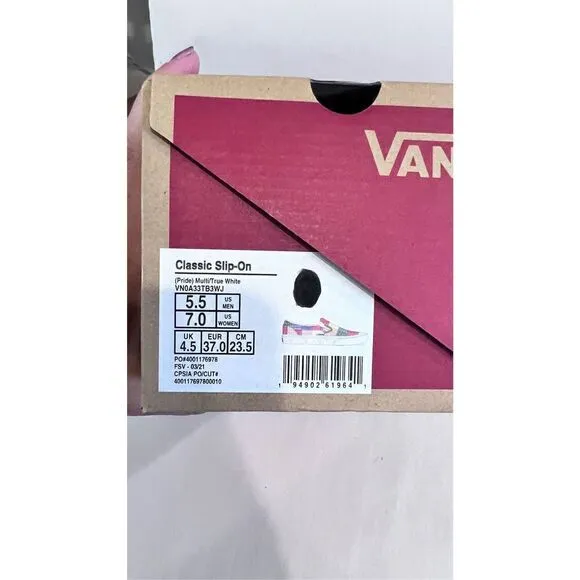 VANS PRIDE CLASSIC SLIP ON SNEAKERS SHOES MENS SZ 5.5 WOMENS SZ 7 NEW