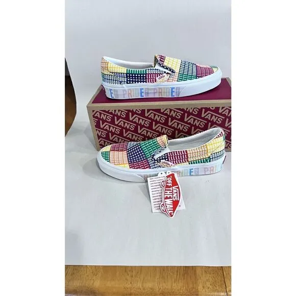 VANS PRIDE CLASSIC SLIP ON SNEAKERS SHOES MENS SZ 5.5 WOMENS SZ 7 NEW