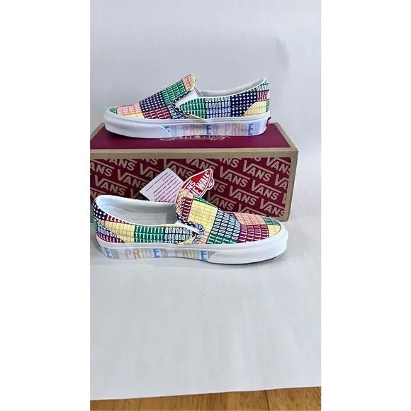 VANS PRIDE CLASSIC SLIP ON SNEAKERS SHOES MENS SZ 5.5 WOMENS SZ 7 NEW