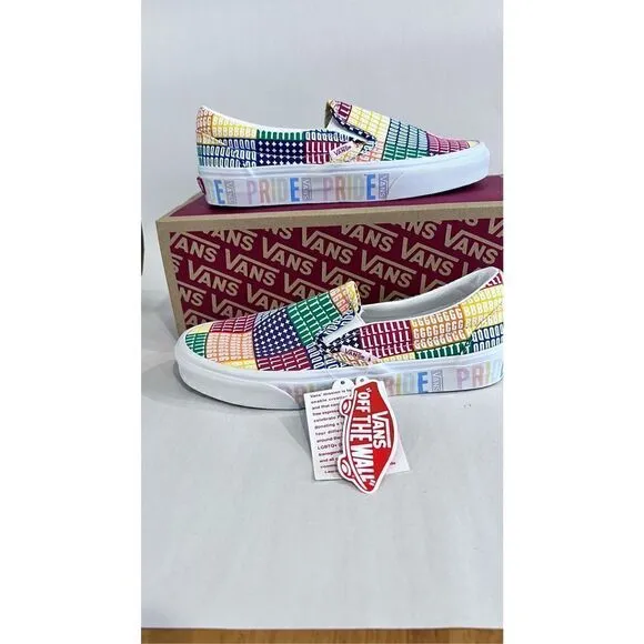 VANS PRIDE CLASSIC SLIP ON SNEAKERS SHOES MENS SZ 5.5 WOMENS SZ 7 NEW