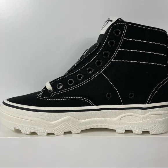 VANS SENTRY WC WOMENS HIGH TOP SHOES SIZE 7 BLACK WHITE WAFFLECUP LACE UP CANVAS