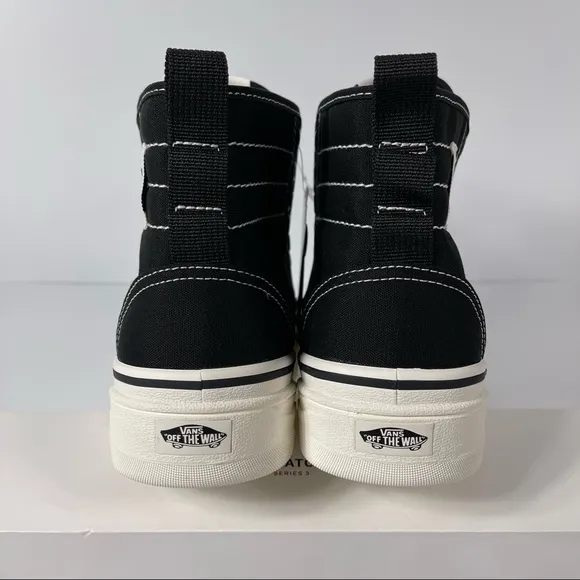 VANS SENTRY WC WOMENS HIGH TOP SHOES SIZE 7 BLACK WHITE WAFFLECUP LACE UP CANVAS