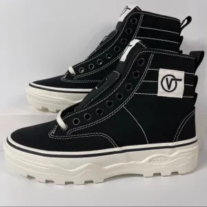 VANS SENTRY WC WOMENS HIGH TOP SHOES SIZE 7 BLACK WHITE WAFFLECUP LACE UP CANVAS