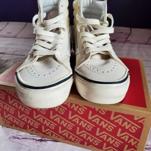 Vans SK8 Hi Classic White High Top Lace-up Sneakers Skateboarding Shoes 7.5