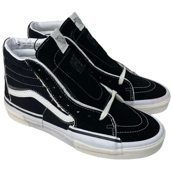 VANS SK8-Hi Reconst Men's Size 10 Black White Trainers Shoes