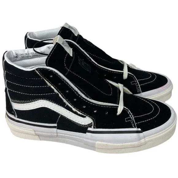 VANS SK8-Hi Reconst Men's Size 10 Black White Trainers Shoes