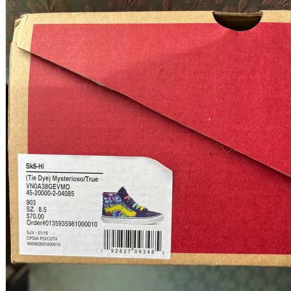 VANS Sk8-Hi Tie Dye Mysterioso/Tru Multi Color High Top Sneaker Size 8.5 NIB