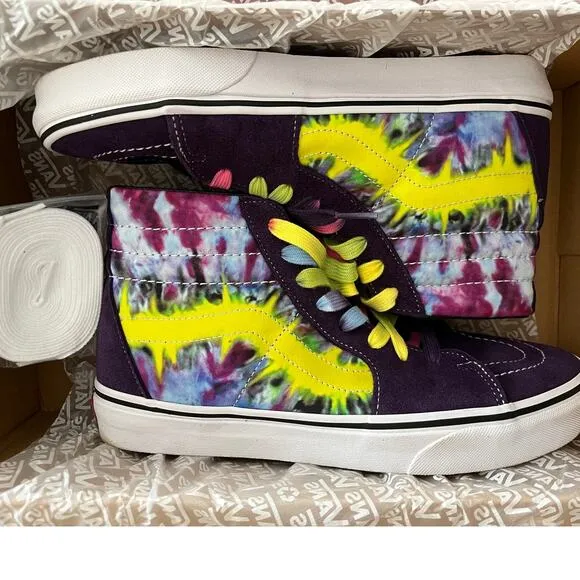 VANS Sk8-Hi Tie Dye Mysterioso/Tru Multi Color High Top Sneaker Size 8.5 NIB