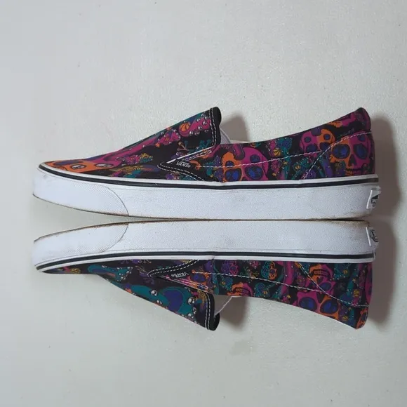Vans, Slip on, Trippy Drip black skate sneakers.Men 10.5, Women 12