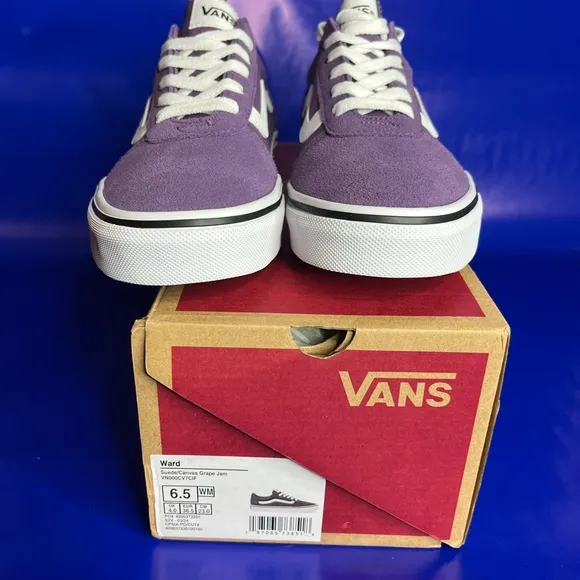 Vans Ward Purple White Women’s Size 6.5 Casual Sneaker Fast Shipping With Box
