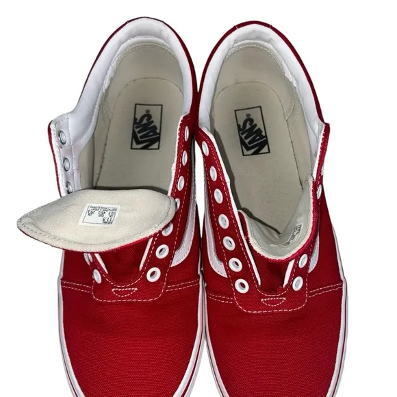 Vans Ward Racing Red White Lace Up Canvas Sneaker