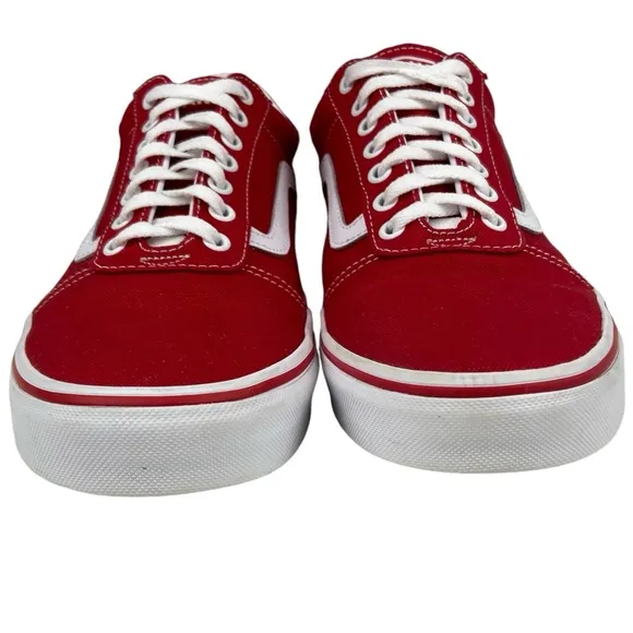 Vans Ward Racing Red White Lace Up Canvas Sneaker
