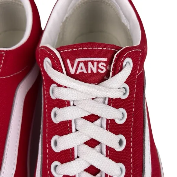Vans Ward Racing Red White Lace Up Canvas Sneaker