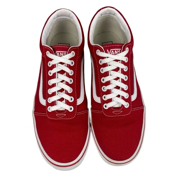 Vans Ward Racing Red White Lace Up Canvas Sneaker