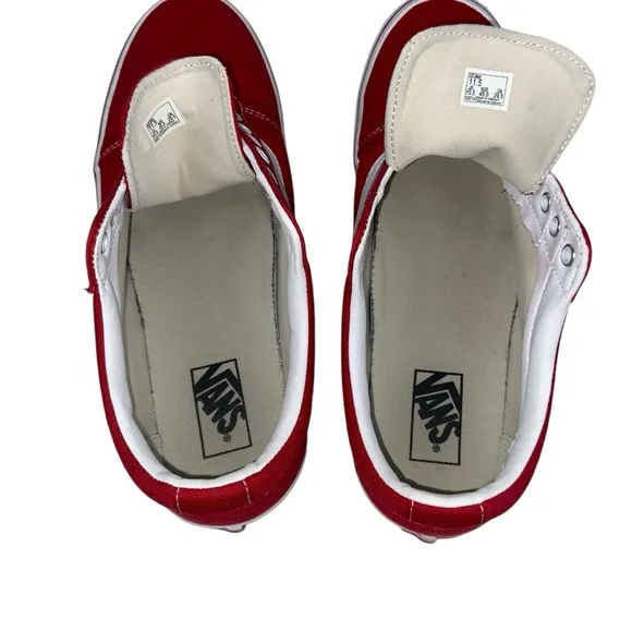 Vans Ward Racing Red White Lace Up Canvas Sneaker
