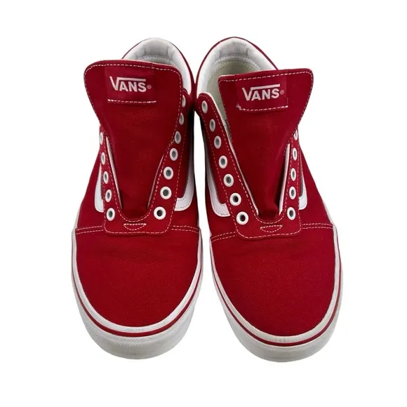 Vans Ward Racing Red White Lace Up Canvas Sneaker