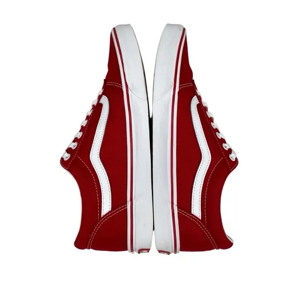 Vans Ward Racing Red White Lace Up Canvas Sneaker