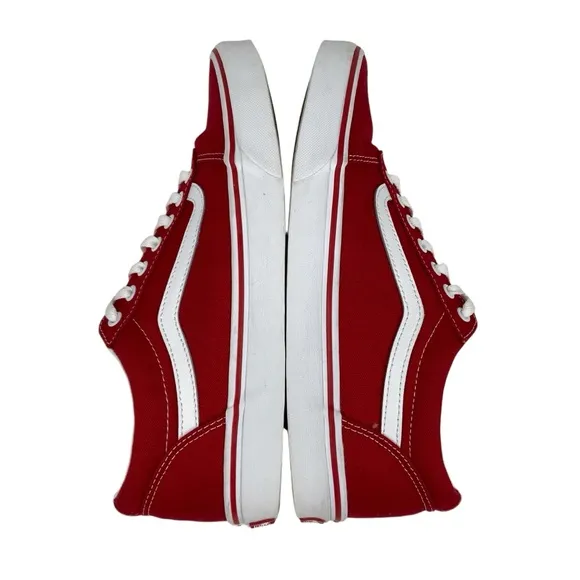 Vans Ward Racing Red White Lace Up Canvas Sneaker