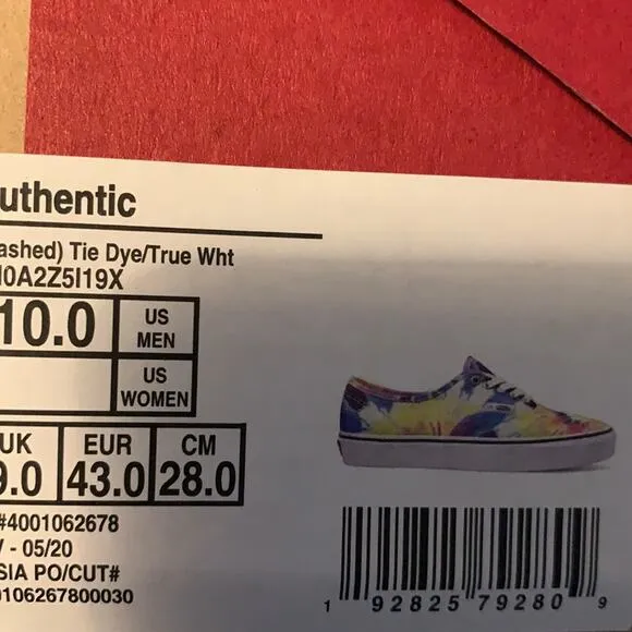 Vans washed Tie Dye True White-M10/W11.5