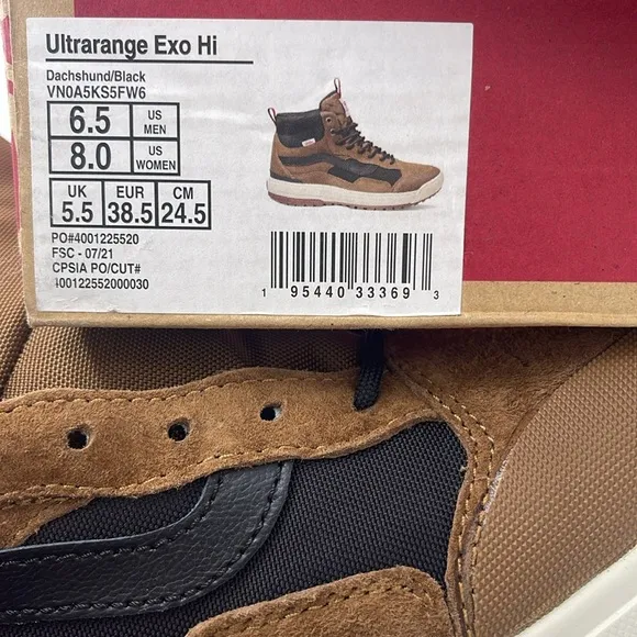 Vans WMNS Brown and Black High-Top Sneakers Boots Ultrarange Exo HiDachshund