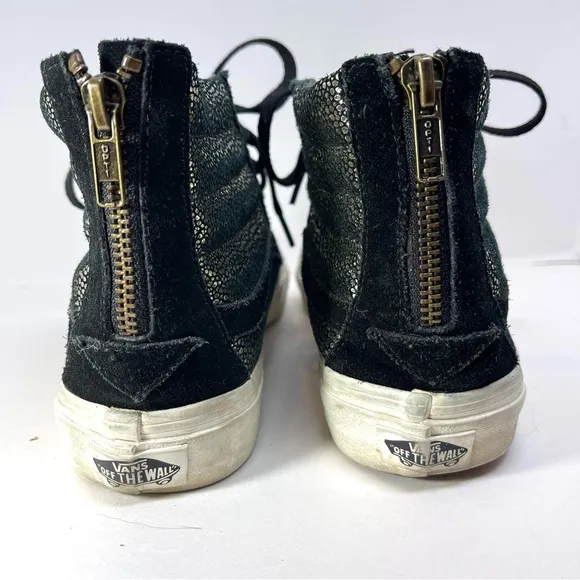 Van’s Women Sk8-Hi SlimZip Gold Dot Blanc High-top Skateboarding Sneakers Size 8