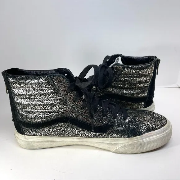 Van’s Women Sk8-Hi SlimZip Gold Dot Blanc High-top Skateboarding Sneakers Size 8